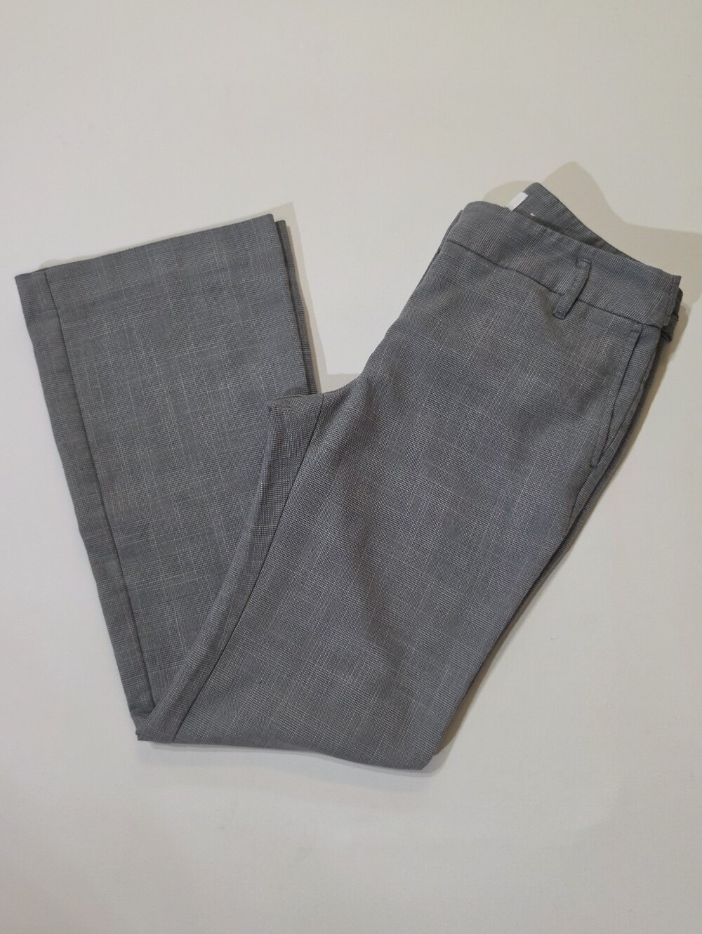 Ann Taylor Loft Petite Dress Pants Womens 2 Grey White Micro Check Career Bottom